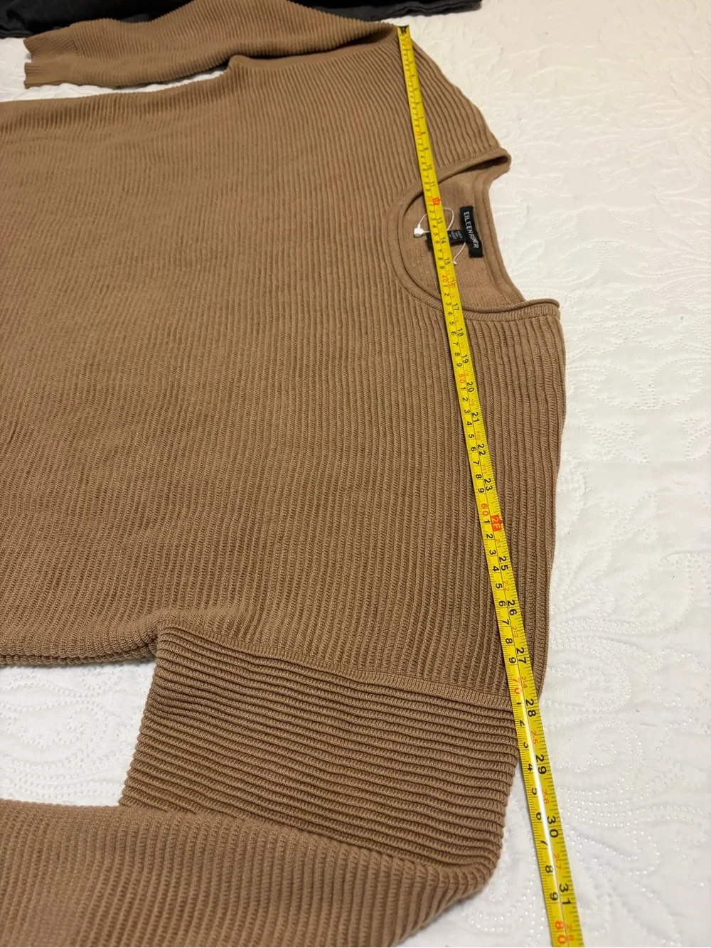 EILEEN FISHER Camel Ribbed Organic Cotton-Blend Crewneck Sweater